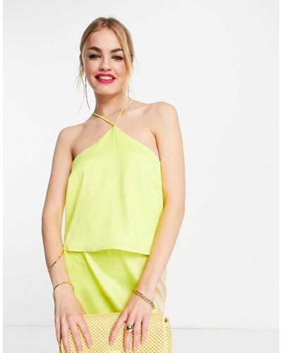 Y.A.S Halter Neck Satin Top Co-ord - Yellow