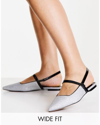 ASOS Wide Fit Lewin Pointed Mary Jane Flats - Metallic