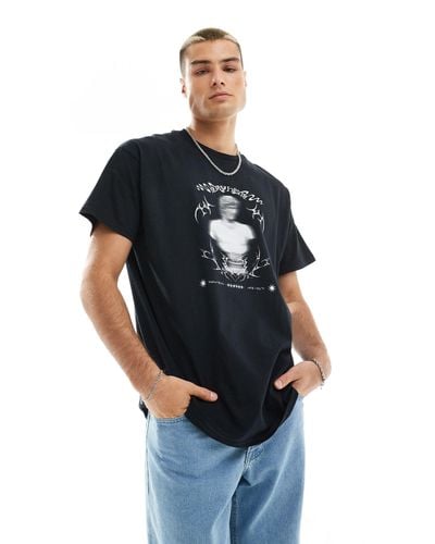 ASOS Oversized T-shirt With Grunge Back Print - Blue