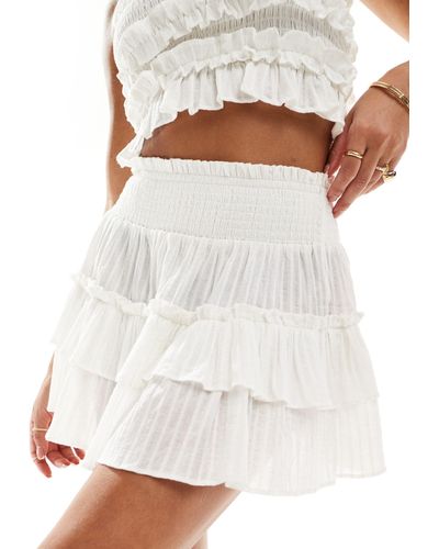 ASOS Textured Dobby Co-ord Ra-ra Mini Beach Skirt - White