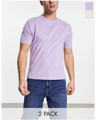 Another Influence Confezione da 2 t-shirt squadrate lilla e grigio chiaro - Blu