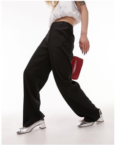 Topshop Unique Pantaloni sartoriali extra larghi comodi neri a fondo ampio - Nero