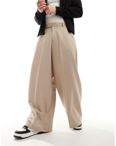 ASOS Smart Extreme Wide Leg Trousers - Natural