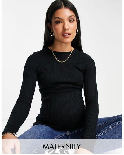 New Look Crew Neck Fine Knit Sweater - Black