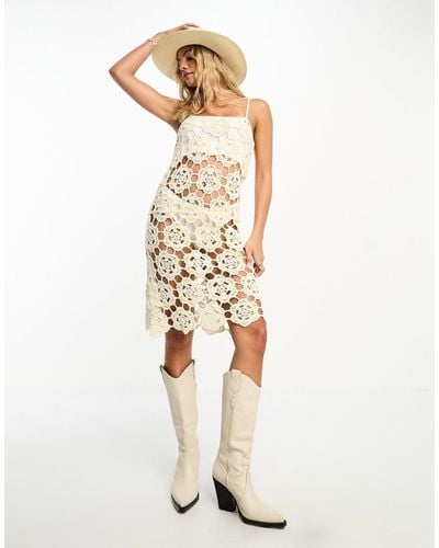 Urban Revivo Crochet Cami Midi Dress - White
