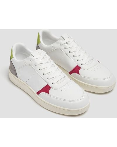 Pull&Bear Sneakers rétro bianche colorblock - Bianco