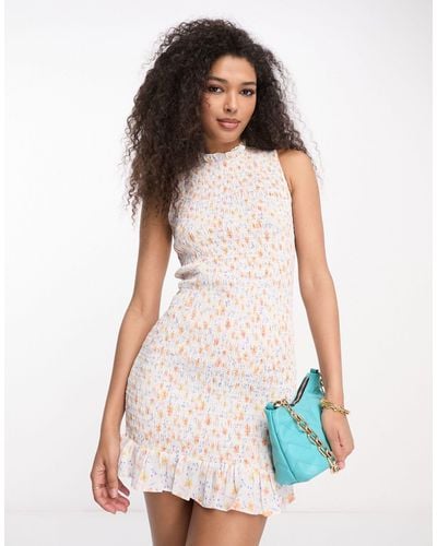 French Connection Shirred Mini Dress - White