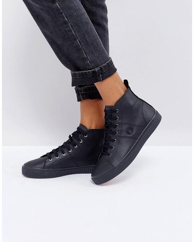 Fred Perry Leather High Top Sneaker - Black