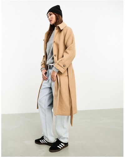 Abercrombie & Fitch Abrigo color con cuello alzado - Blanco