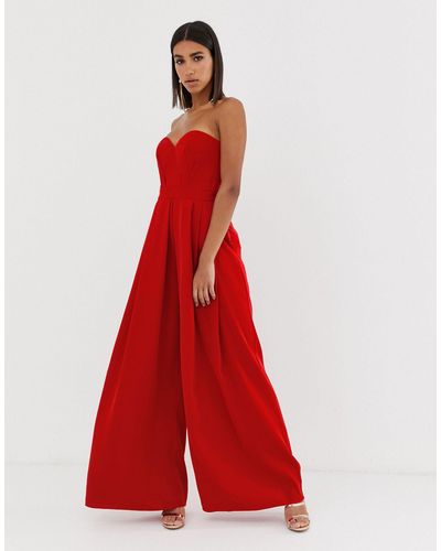 Bariano Sweetheart Wide Leg Maxi Jumpsuit - Red