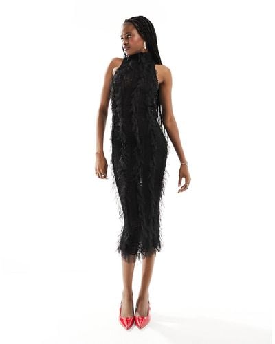 Amy Lynn Calla Sleeveless Textured Midaxi Dress - Black