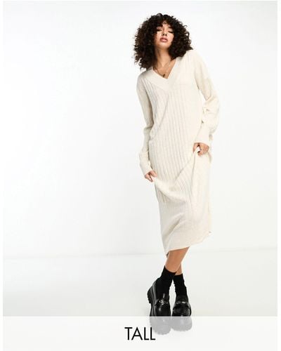 ONLY Knitted V Neck Maxi Dress - Natural