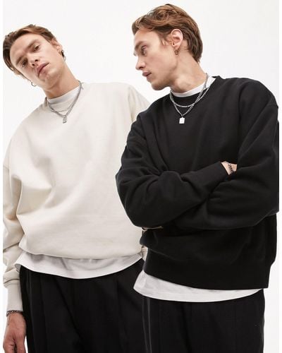 TOPMAN – 2er-pack oversize-sweatshirts aus schwerem material - Weiß