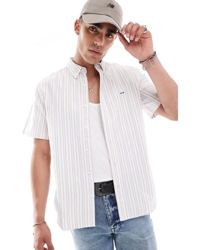 Levi's Authentic Logo Short Sleeve Stripe Oxford Shirt - White