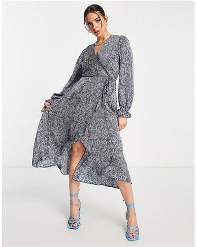 AX Paris Midi-jurk Met Overslag - Blauw