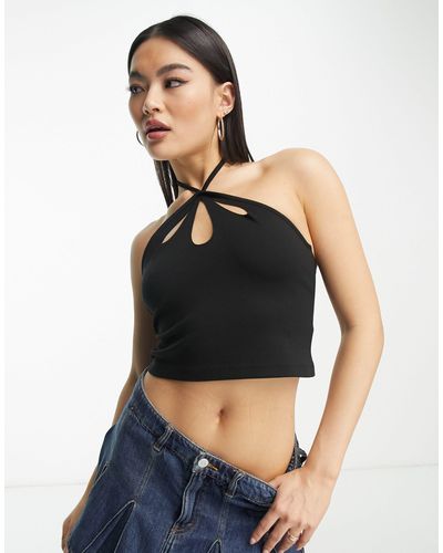 Something New Crop top nero con cut-out