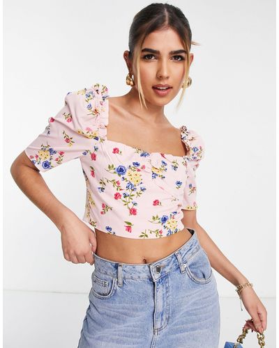 Collective The Label Puff Sleeve Crop Top - Pink
