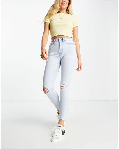 New Look Ripped Disco Skinny Jean - Blue