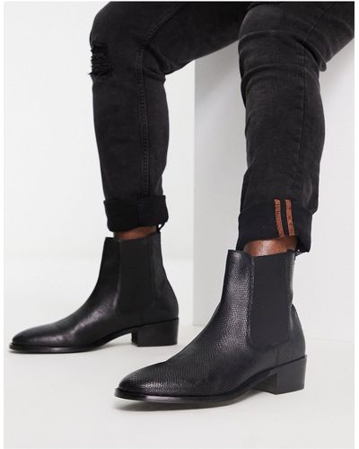 Walk London Dalston Cuban Heeled Chelsea Boots With - Black