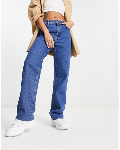 NA-KD X Rianne Meijer Straight Jeans With Raw Him - Blue