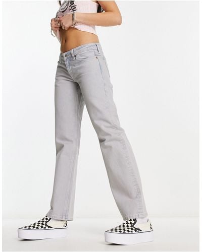 Weekday Arrow Low Rise Straight Leg Jeans - White