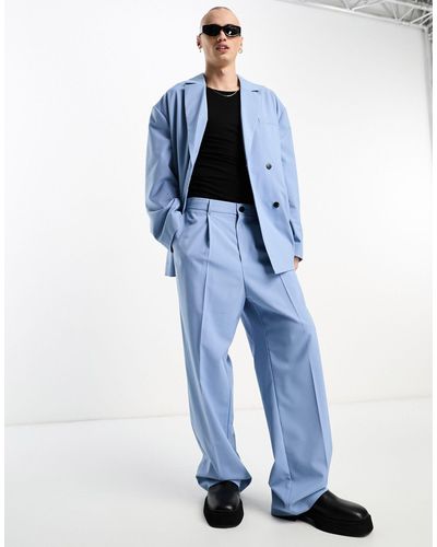 Weekday Uno - pantaloni da abito larghi polvere - Blu