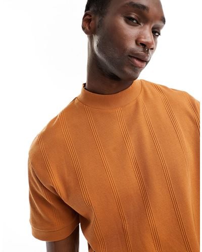 ASOS Camiseta color óxido holgada con cuello subido - Marrón