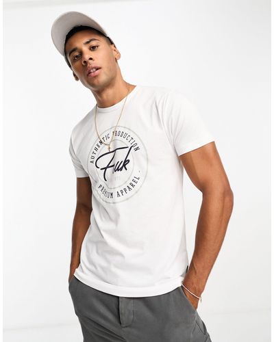 French Connection Fcuk - t-shirt bianca premium con scritta - Bianco