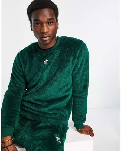 adidas Originals Essentials+ Polyester Fluffy Crew Neck Sweater - Green