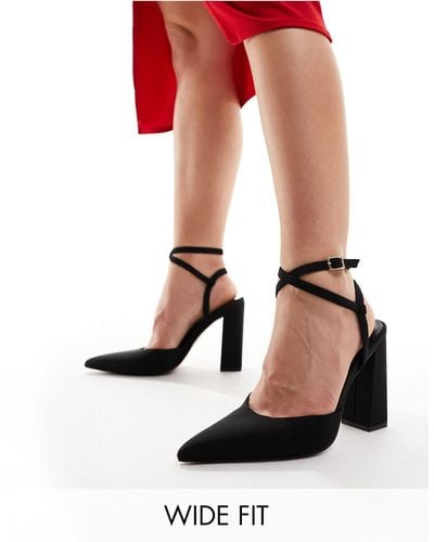 ASOS Wide fit - paige - scarpe nere a pianta larga con tacco alto e largo - Rosso