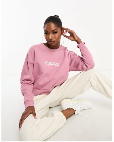 Napapijri – box – kurz geschnittenes fleece-sweatshirt - Pink