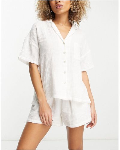 Lindex Exclusivité - ensemble pyjama court - Blanc