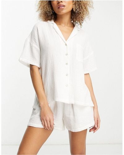 Lindex – exklusiver, kurzärmliger pyjama - Weiß
