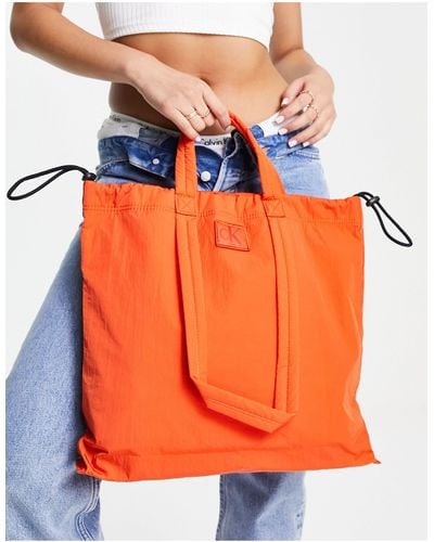 Calvin Klein City Nylon Square Tote Bag - Orange
