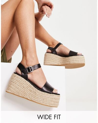 Glamorous Espadrille Platform Sandals - Natural