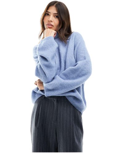 & Other Stories Fluffy Alpaca And Merino Wool Blend Sweater - Blue