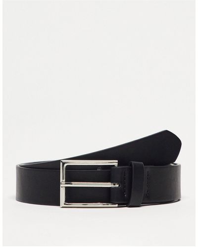 ASOS Smart Faux Leather Belt With Silver Buckle - White