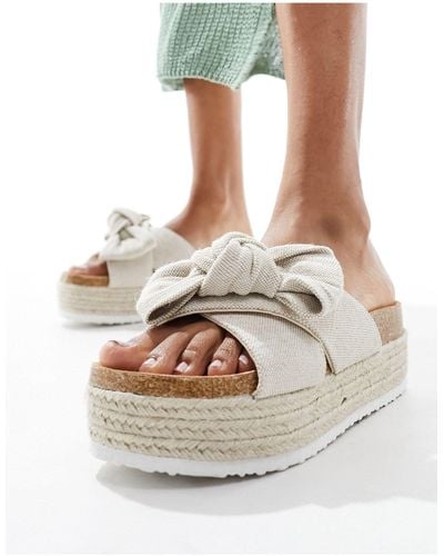 ASOS – thankful – plateau-sandalen aus naturmaterialien mit schleifendetail