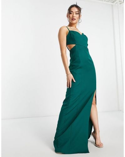 Trendyol Cut Out Maxi Dress With Leg Split - Green