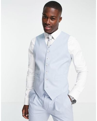 Noak 'camden' Super Skinny Premium Fabric Waistcoat - White