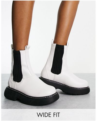 Public Desire Concept Curved Sole Chelsea Boots - White