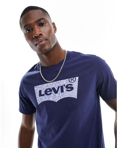 Levi's T-shirt With Chest Batwing Logo - Blue
