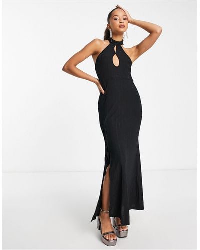 Urban Revivo Cut-out Halter Maxi Dress - Black