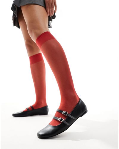 ASOS Sheer Knee High Socks - Red