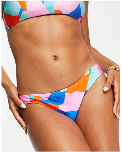 New Look Slip bikini con laccetti laterali con stampa rétro - Multicolore