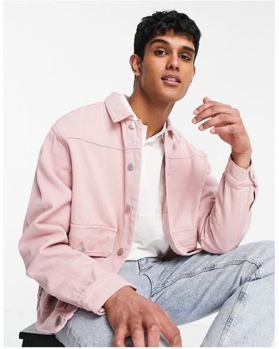 TOPMAN Denim Jacket With Pockets - Pink