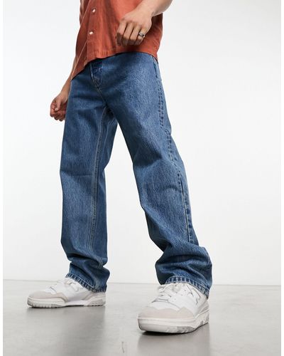 Weekday – space – jeans mit lockerem, geradem schnitt - Blau