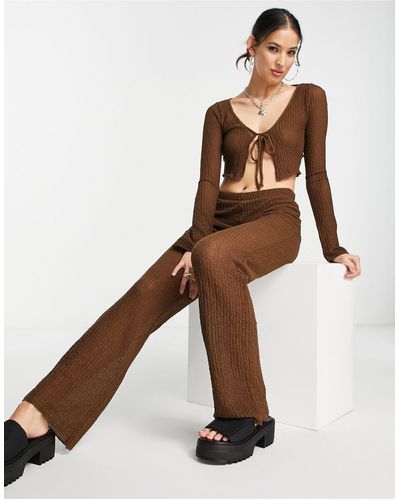 Pull&Bear Co-ord Straight Leg Trousers - Brown