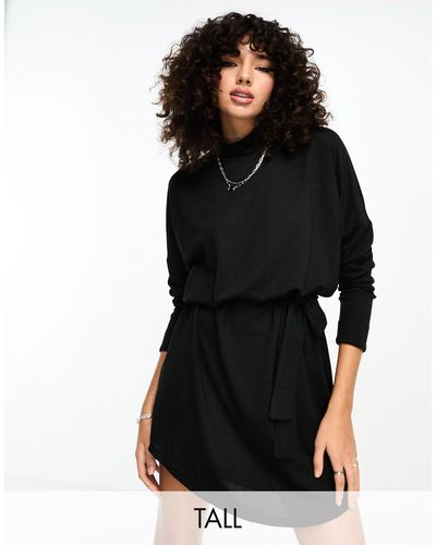 Noisy May Tie Detail Knitted Mini Dress - Black