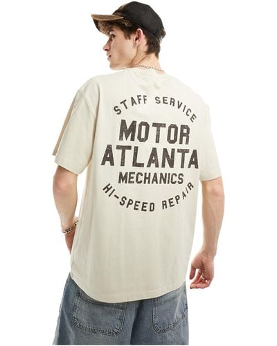 Bershka Motor Atlanta Printed T-shirt - White